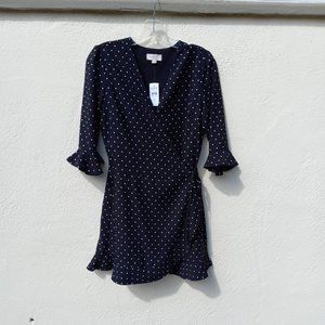 NWT Black Polka Dot Wrap Ruffle Skort Romper Pin Up Summer Holiday Party Size 0